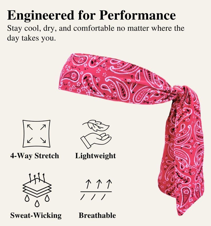 MD Style Tie Bandana Headband for Men and Women Hair Accessorries Paisley and Solid Color Sweat Band for Sports Workout Hairband - Image 5